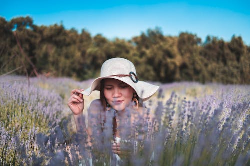Woman On Lavender Field