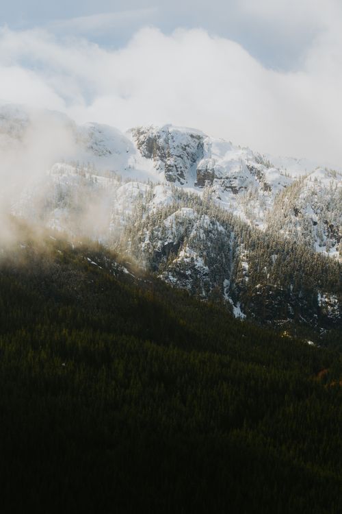 Scenery with Mountains Behind a Fog · Free Stock Photo