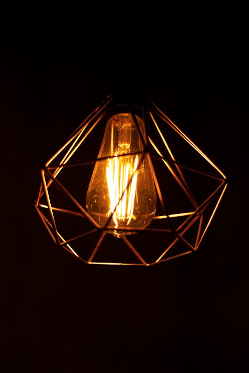 Free Lighted Clear Light Bulb Stock Photo