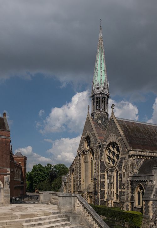 Free Beautiful historic chapel with intricate architecture under a dramatic sky. Stock Photo