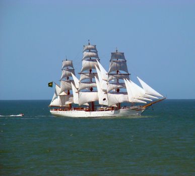 School Ship Sagres during Cruise in Sea