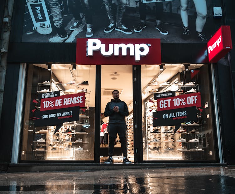 Man Standing At The Doorway Of Pump Shop