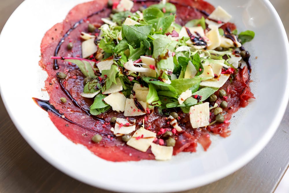 Octopus Carpaccio with Capers and Arugula