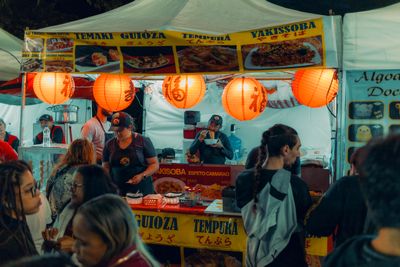 Lantern-lit night market food stall, photo by Th2city Santana on Pexels