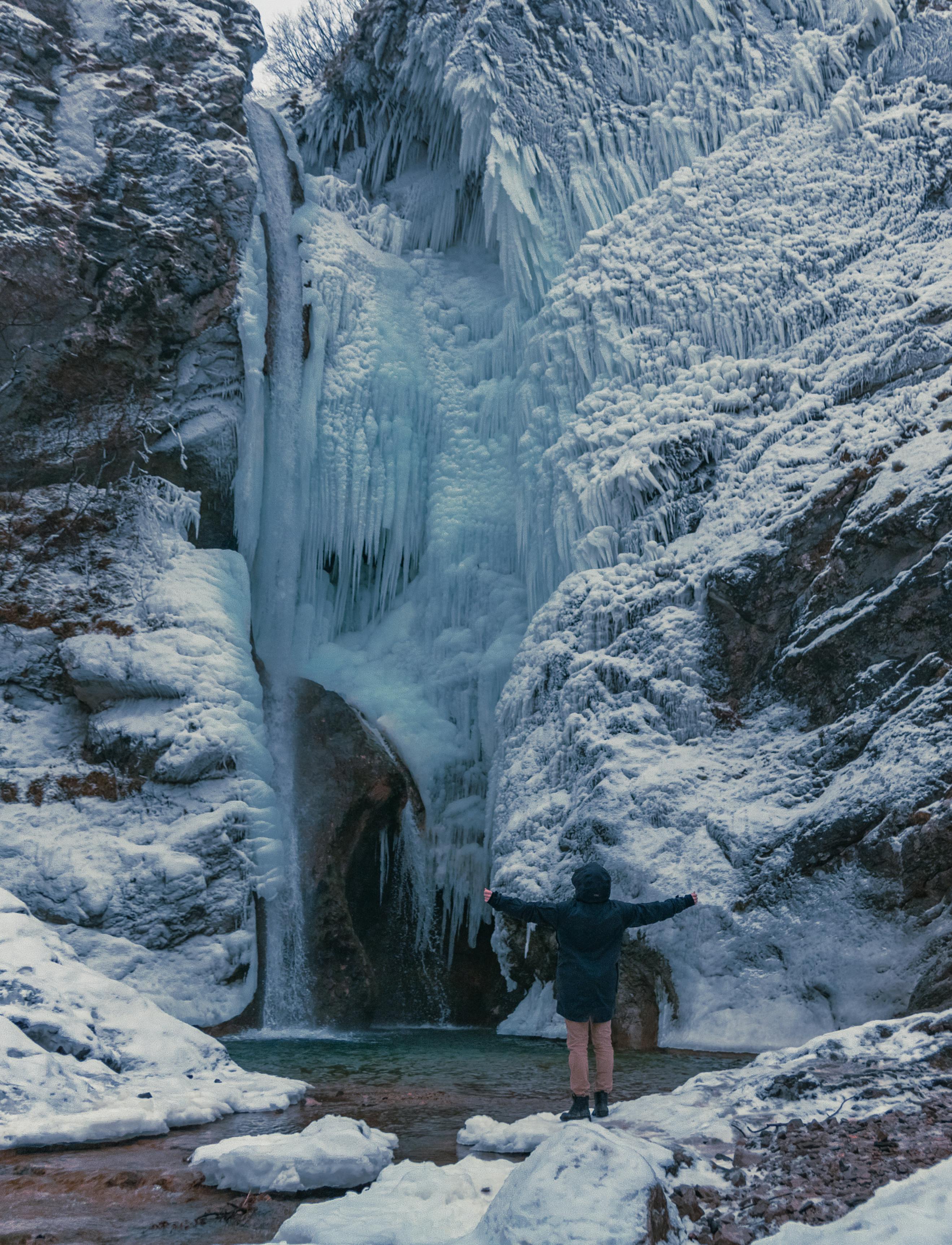 person looking at ice