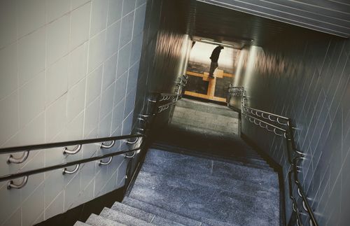 Free Dramatic view of stairs leading to a subway exit in Busan, South Korea. Stock Photo
