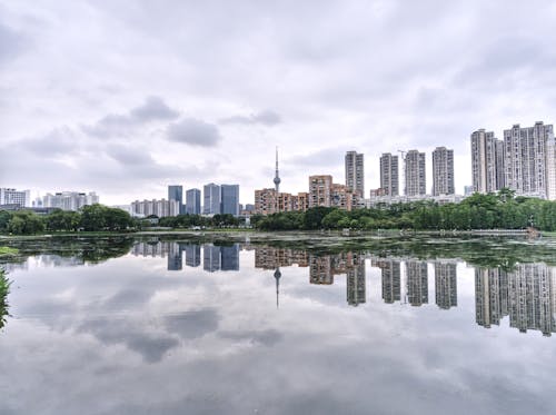 Foshan from the park lake.