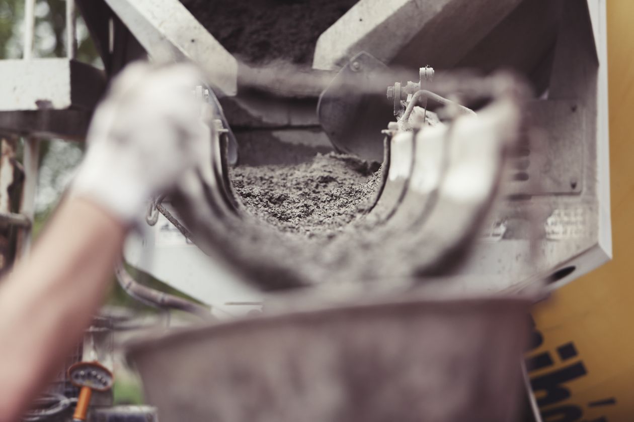 Concrete being poured on a construction site - on-site inspection during casting