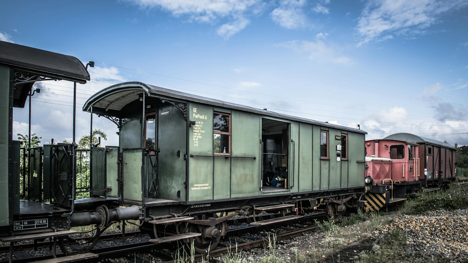 Green Retro Post Train Car
