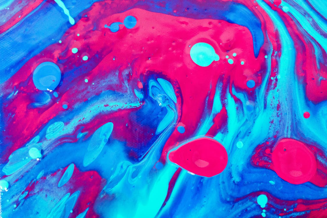 Photo of Pink and Blue Abstract Painting