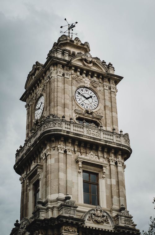 Free Detailed view of Dolmabahçe Clock Tower showcasing Neo-Baroque architecture in İstanbul. Stock Photo