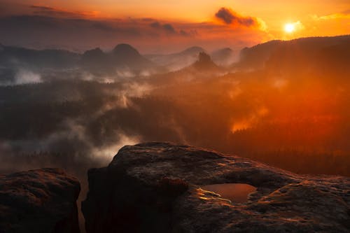 Scenic View of Mountains during Sunset