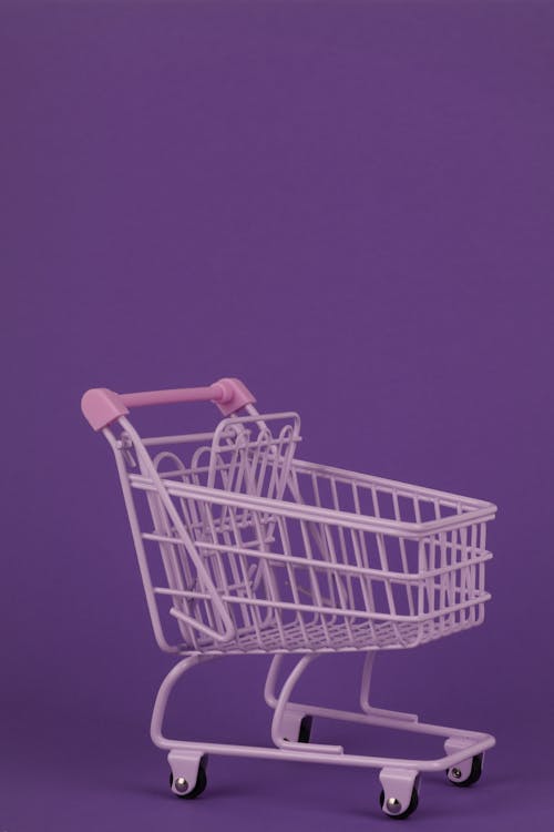 Free stock photo of purple background, shopping cart