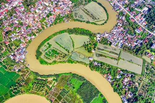 Foto Pemandangan Udara Sungai