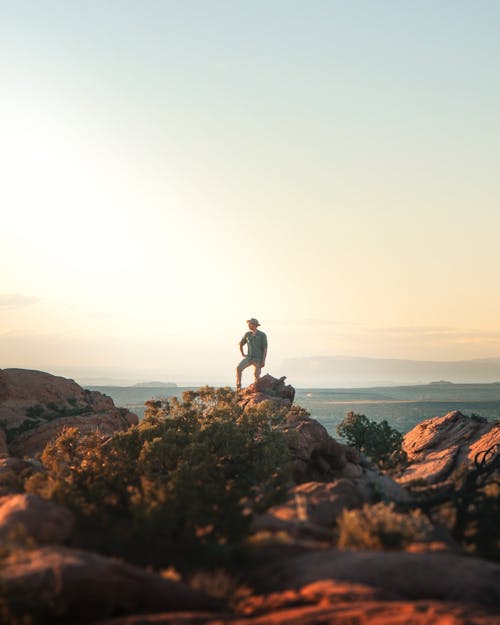 Free Photo of Person Standing on Cliff Stock Photo