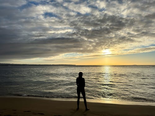 剪影, 大西洋, 海滩日落 的 免费素材图片