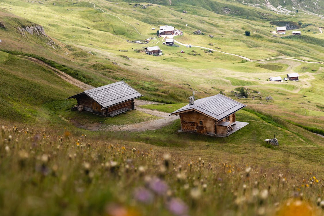 Foto d'estoc gratuïta de camp, cases, de fusta