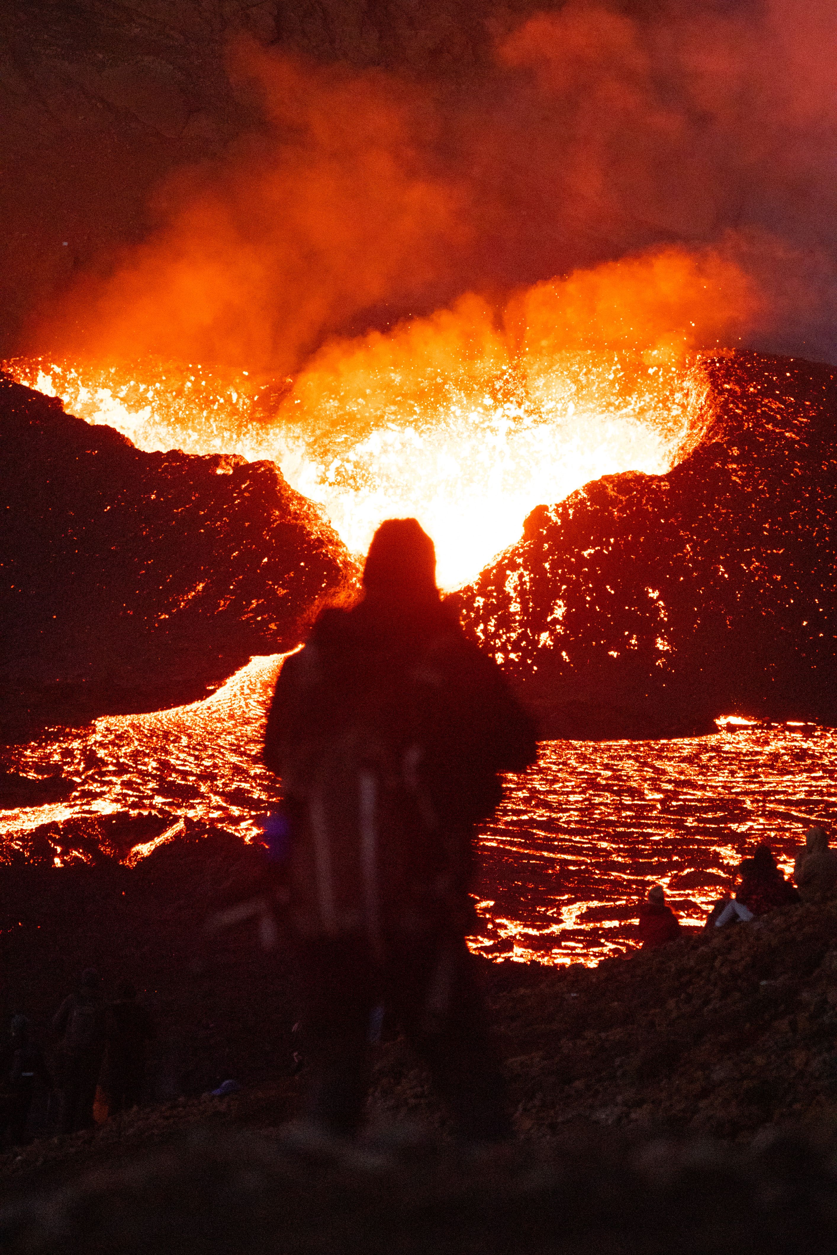 Flames of Lava behind Standing Person · Free Stock Photo