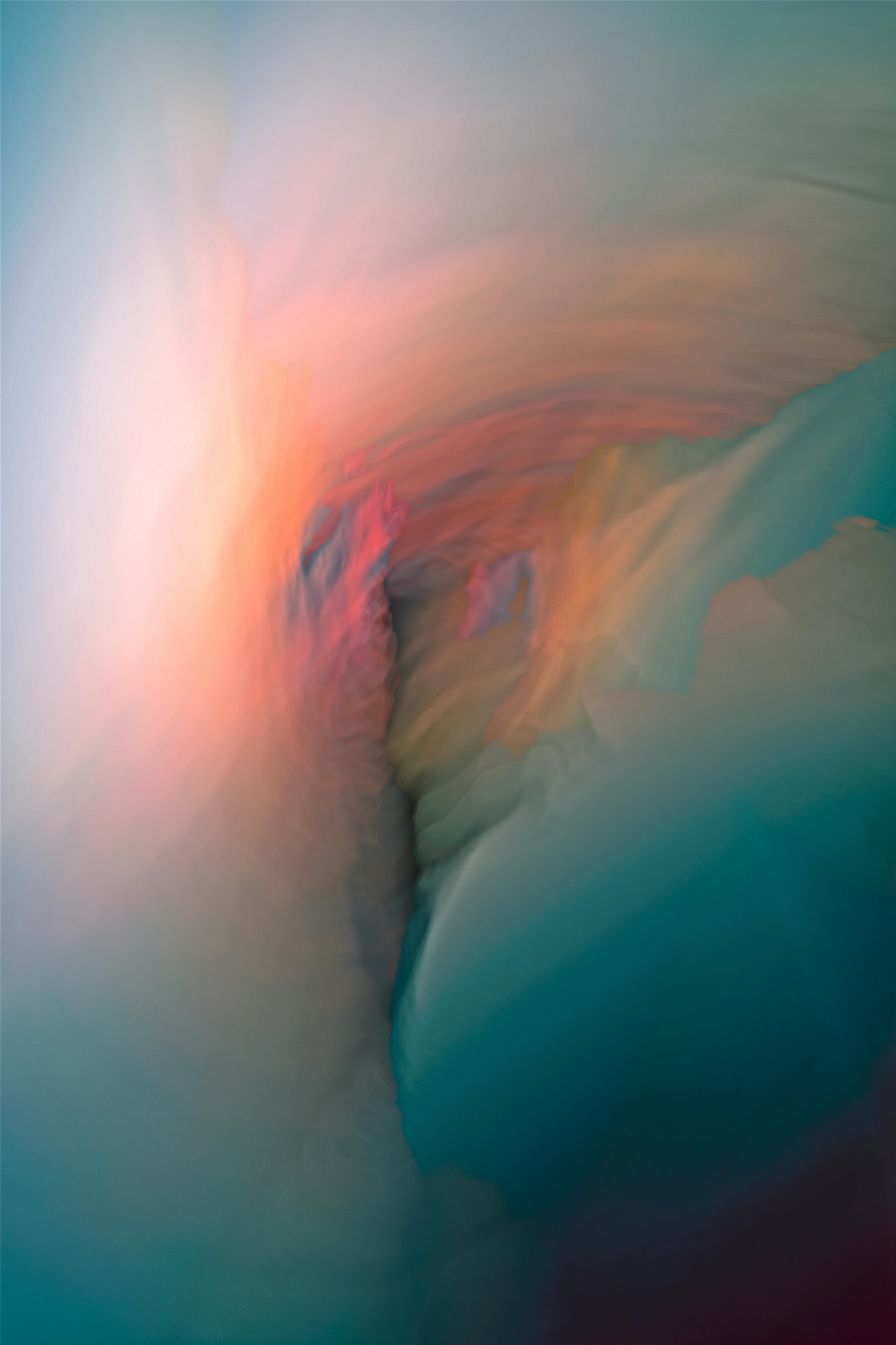 Colorful abstract representation of an ocean sunset with ethereal hues.