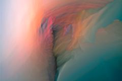 Colorful abstract representation of an ocean sunset with ethereal hues.