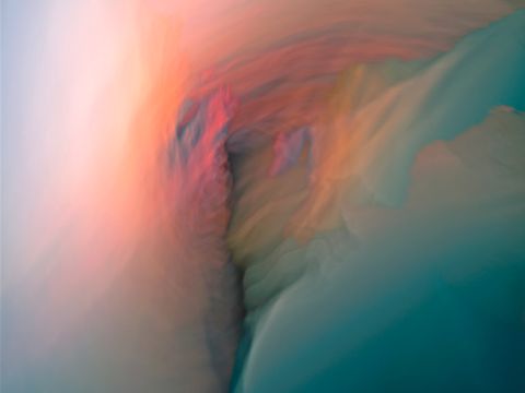 Colorful abstract representation of an ocean sunset with ethereal hues.