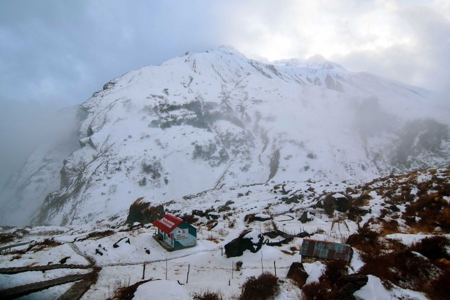 Machhapuchhre with a mountain hut