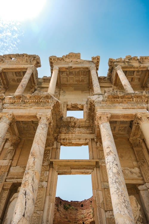Beautiful view of Library Of Celsus in Ephesus Ancient City in İzmir wallpaper background