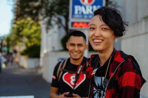 Woman And Man Smiling