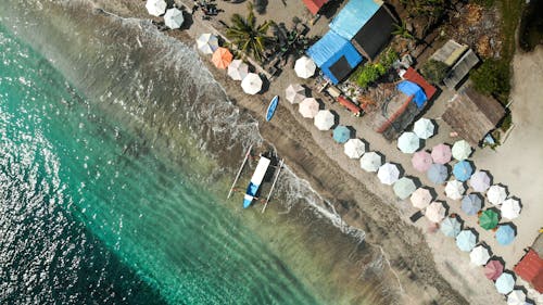 Aerial View of Boat on Seashore