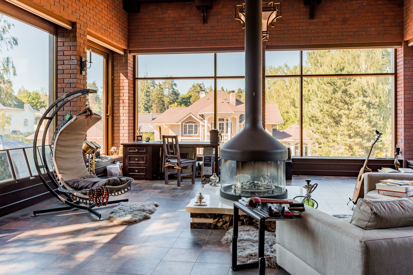 Warm fireplace prepared for winter