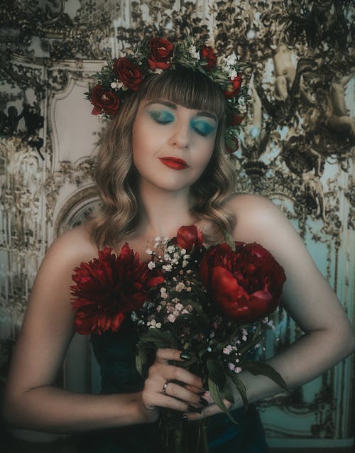 一束鮮花, 紅色的花朵, 肖像 的 免費圖庫相片