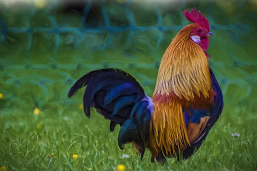 Rooster in Grass