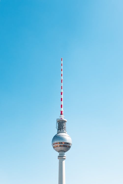 Berlin tower with a red and white pole