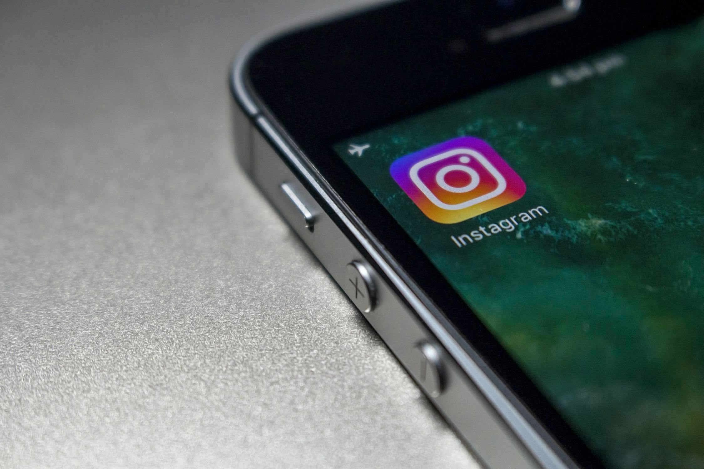 Close up image of smartphone showing Instagram logo