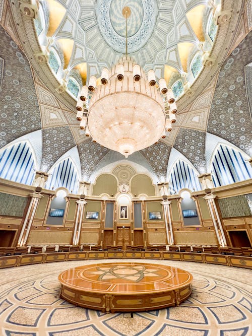 The interior of a large room with a dome