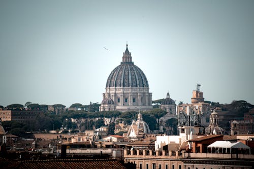 The dome of the vatican is seen from above