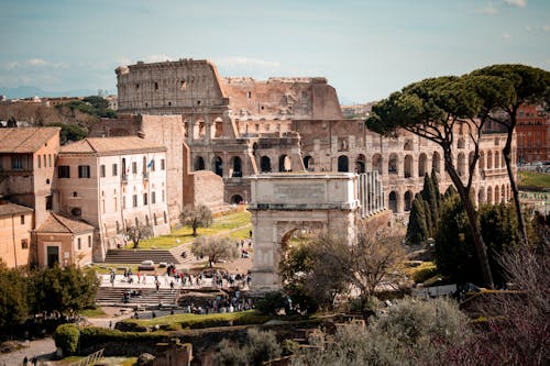 The roman colosseum and the roman forum