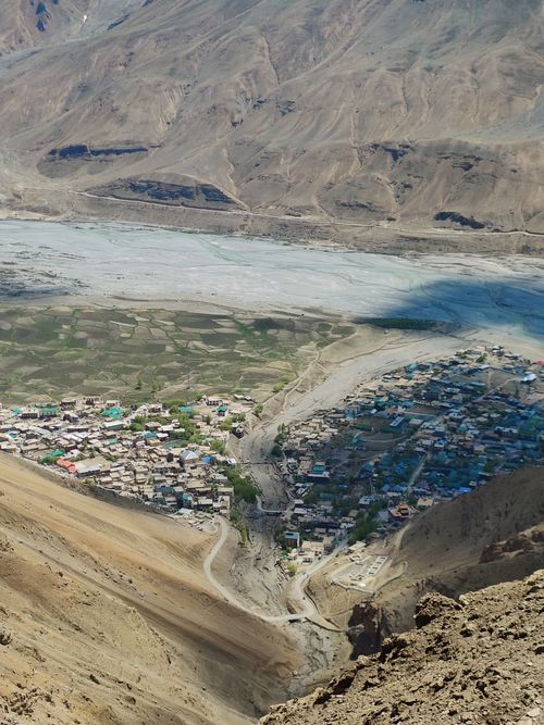 Free Stunning aerial view of mountain village Dhar Lung Wooh in Himachal Pradesh, India. Stock Photo