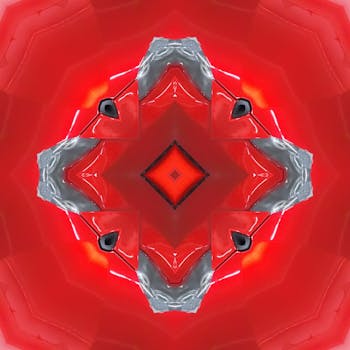 醒目的红色几何抽象艺术与万花筒效果，是完美的现代装饰