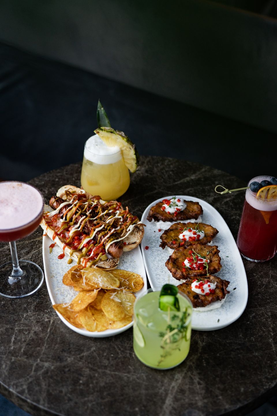 Cocktails and sunset drinks at a bar, St Kilda foreshore