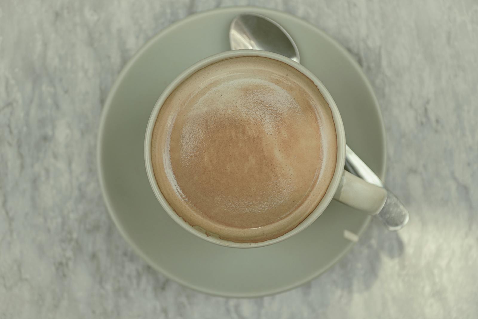 Top-down cappuccino with a smooth, light foam layer