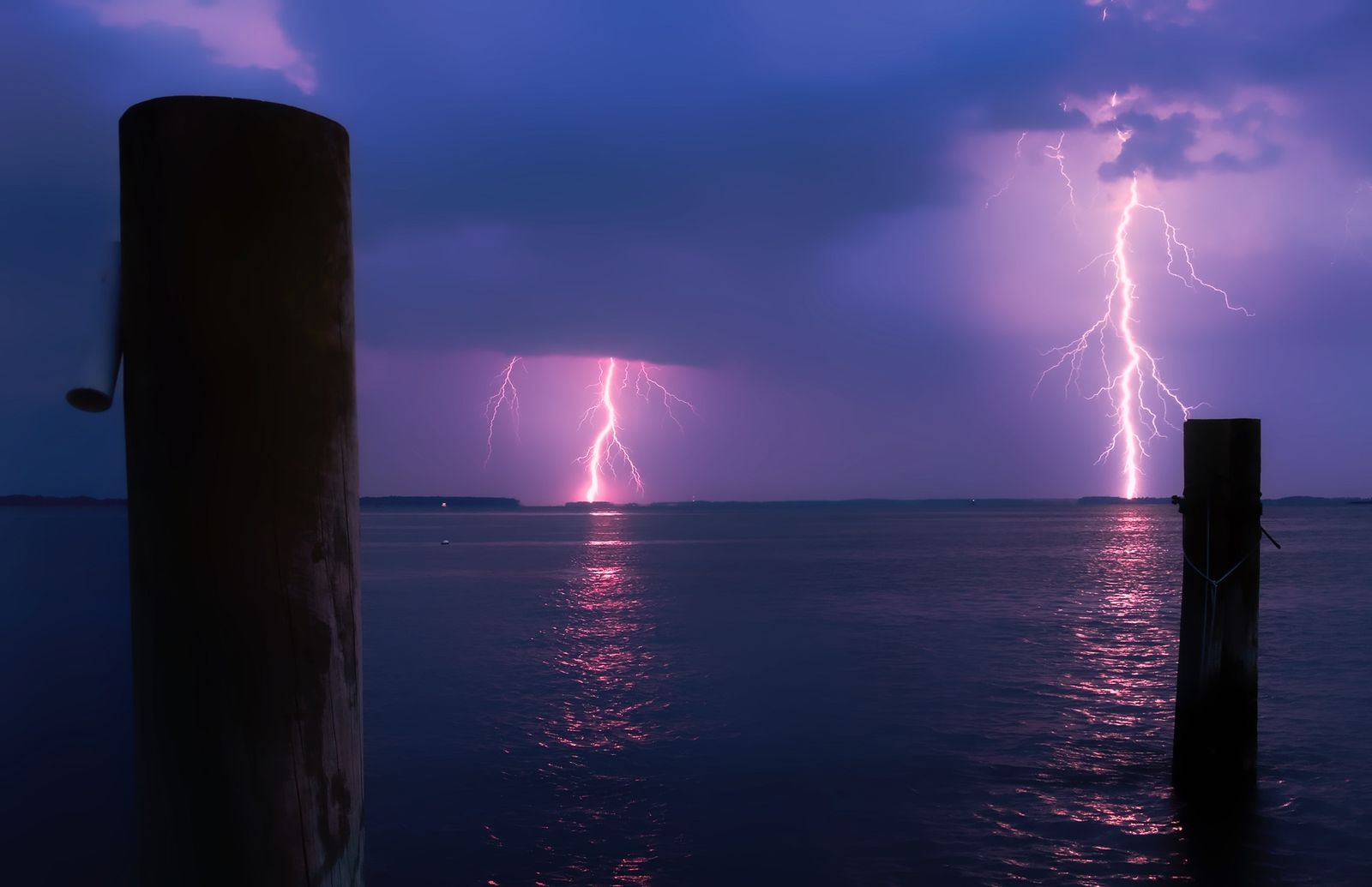 Lightning over the sea against storm clouds — Koh Samui night sky