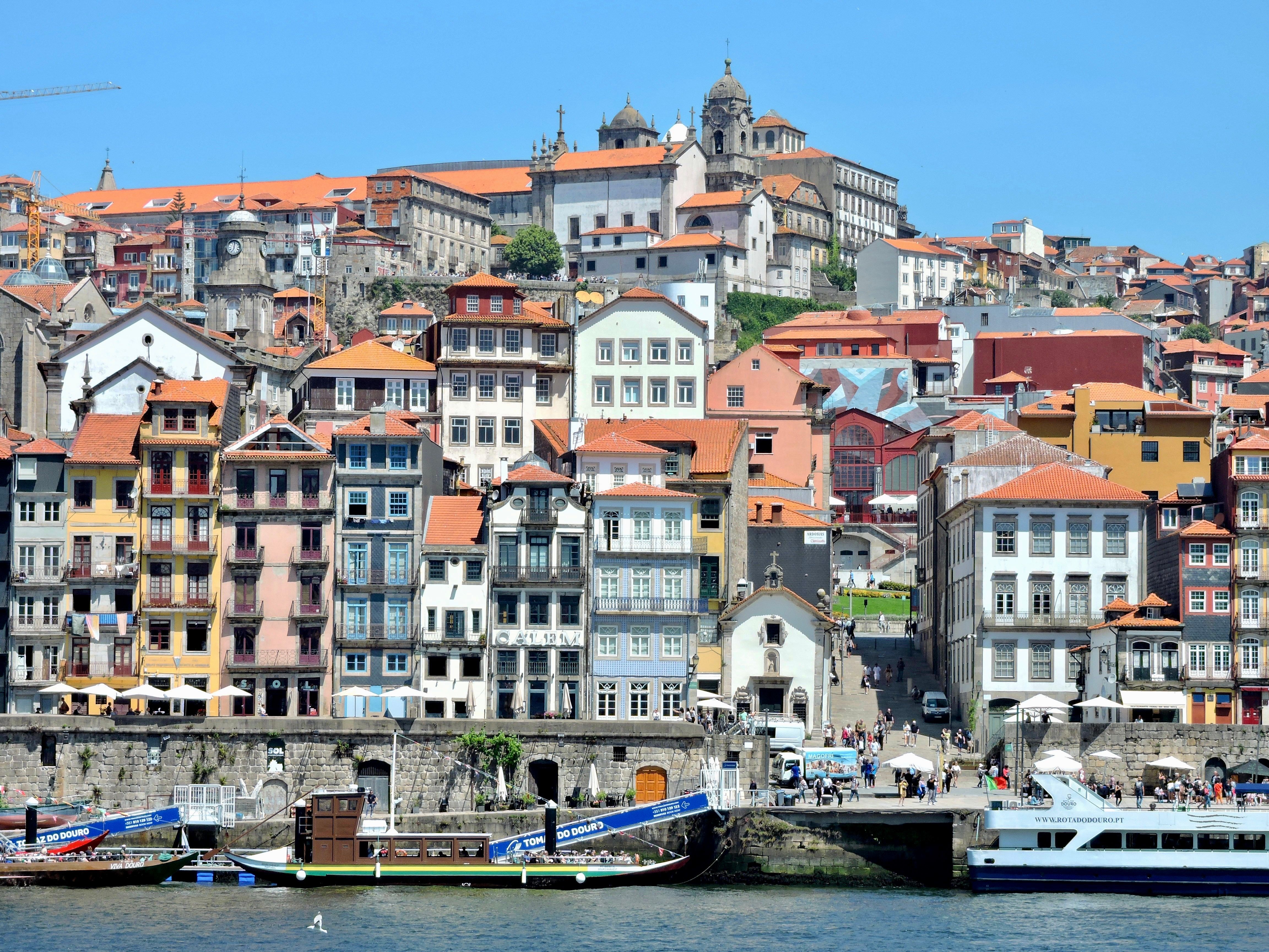 Colorful houses of the Ribeira district along the Douro River in Porto