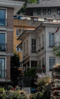 A view of diverse urban architecture featuring residential buildings in a city setting.