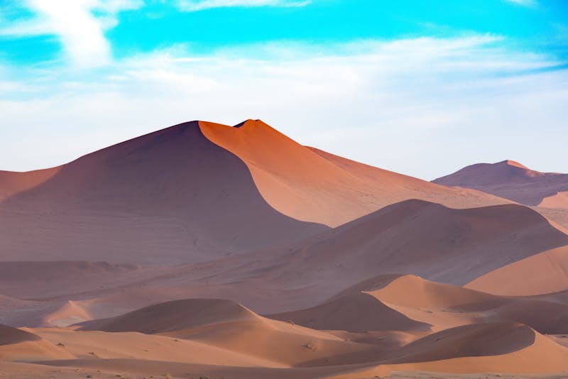 Vue panoramique des dunes de sable en Namibie sous un ciel vibrant