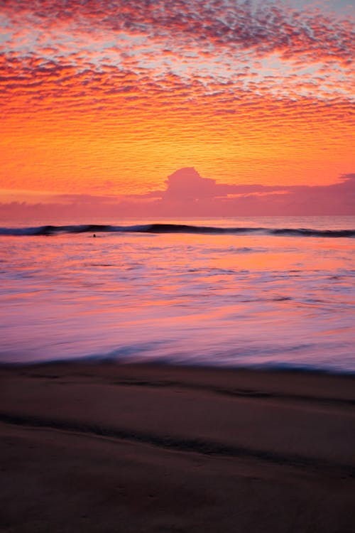 無料 日没時の地平線を横切る水域 写真素材