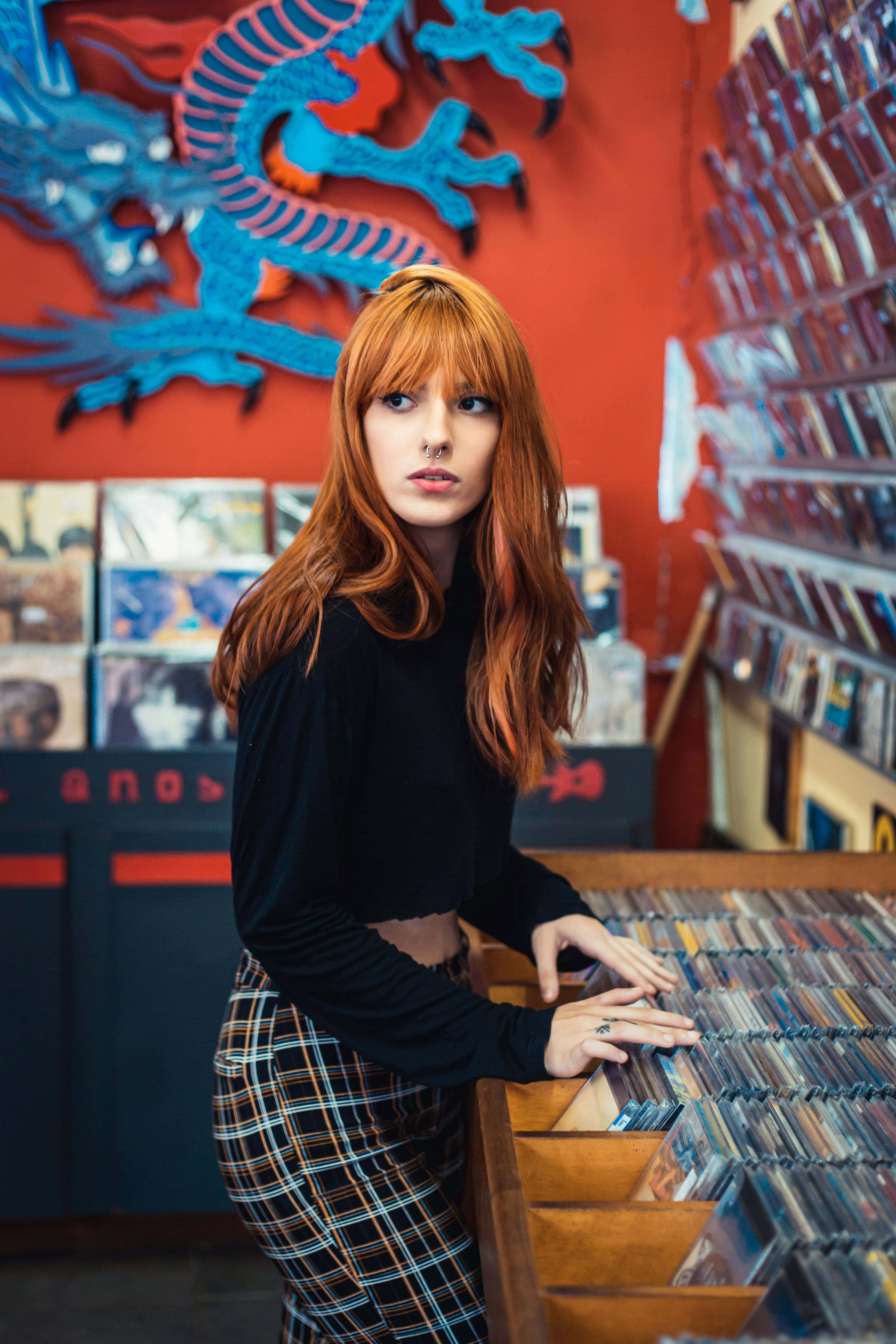 woman at music store