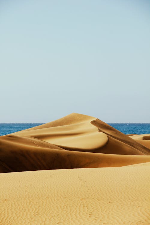 Δωρεάν στοκ φωτογραφιών με αμμοθίνες, άμμος, γαλάζιος ουρανός
