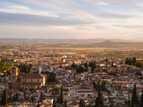 The city of granada, spain, at sunset