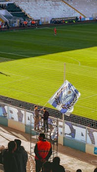 Fans attending a soccer match at Kazim Karabekir Stadium in Erzurum, Türkiye.